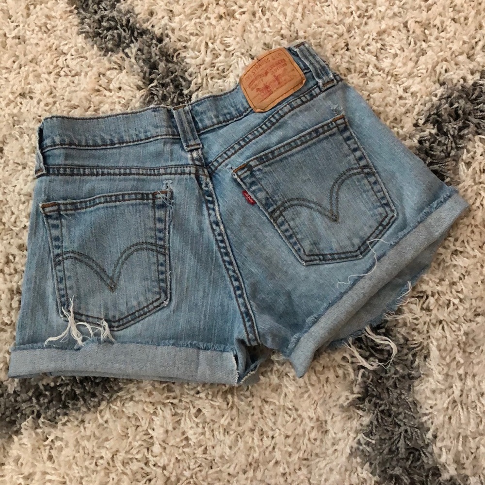 Levi’s distressed/worn denim cutoff shorts